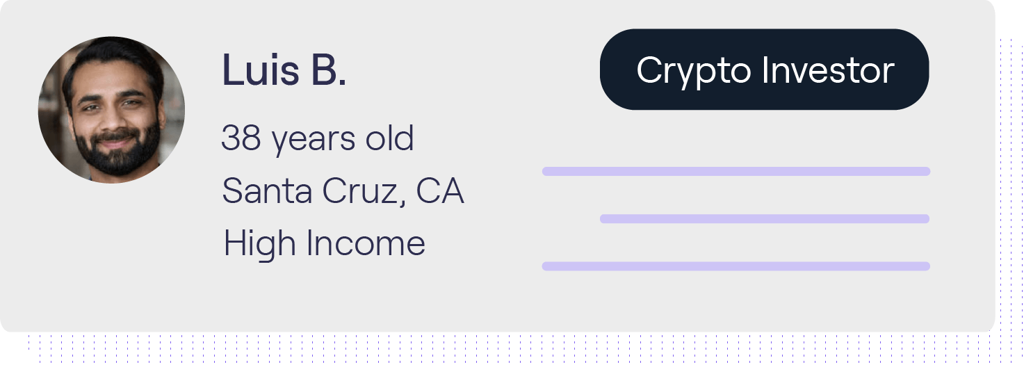 Audience crypto profile card